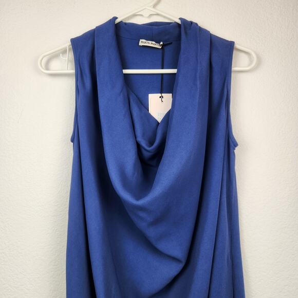 Marta Martino Tati Dress in Blue Size 38 Italian US Small Cowl Neck Sleeveless - Picture 2 of 9